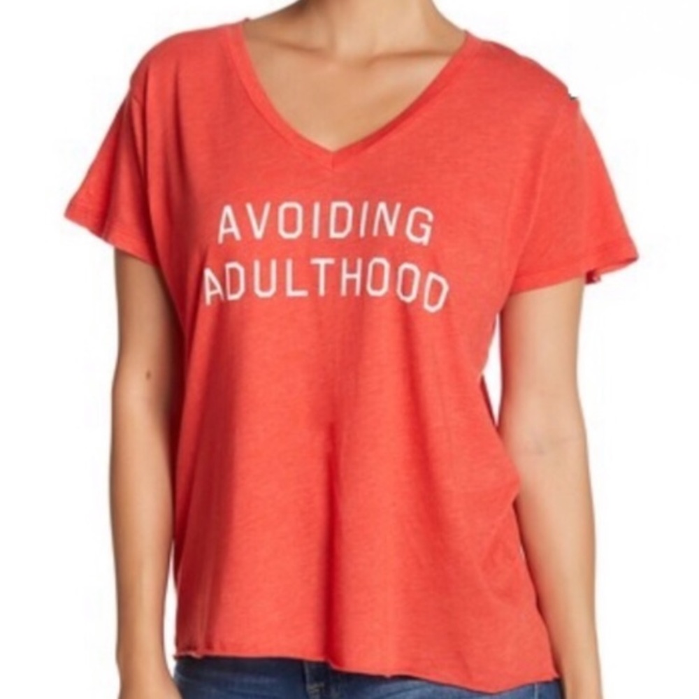Wildfox Avoiding Adulthood V Neck Tee